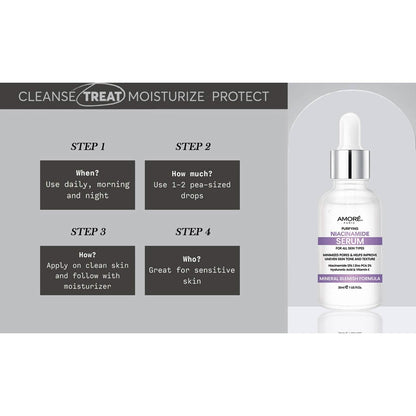 Amore Paris Niacinamide Face Serum 12% Plus Zinc 2%, Hyaluronic Acid &amp; Vitamin E, Dark Spot Remover, Pore Minimizer &amp; Aging Skin Treatment