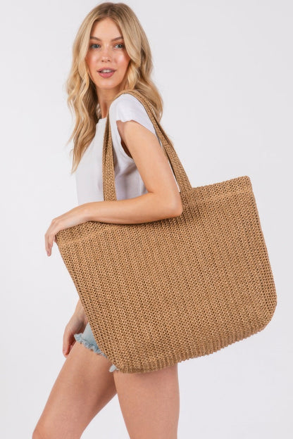 Solid Crochet Straw Bag