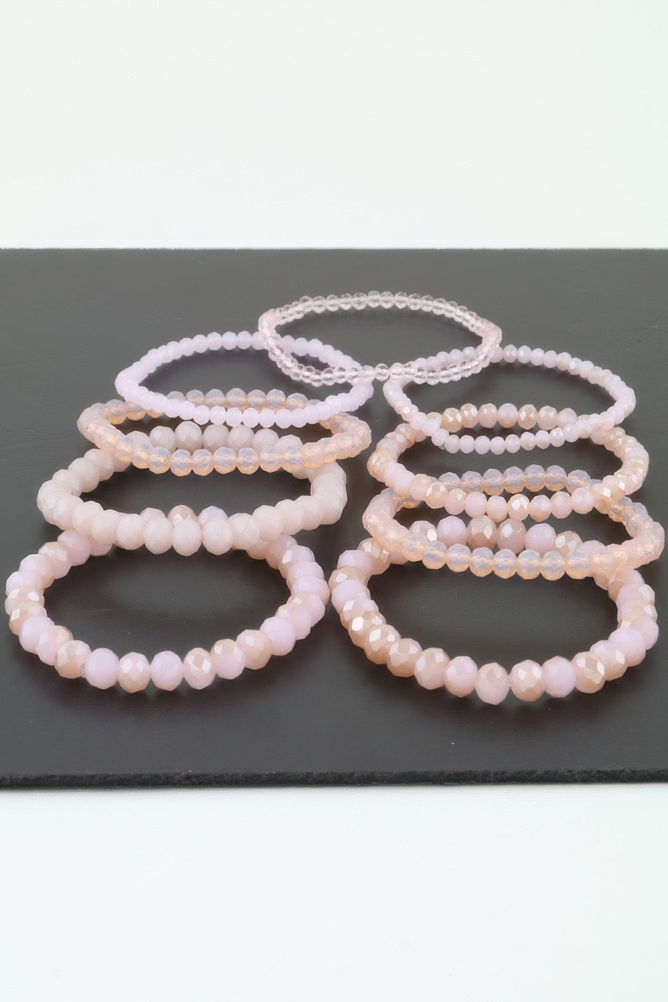 Multi Pastel Pink Crystal Beaded Bracelet
