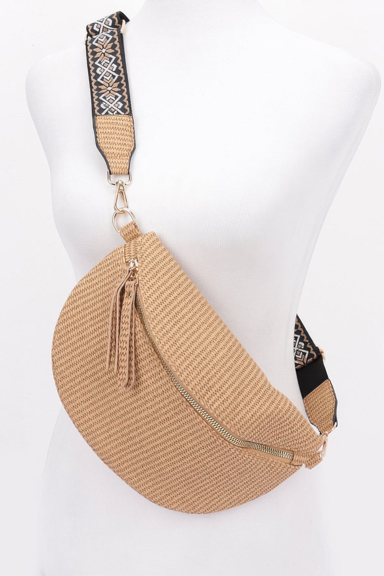 Faux Leather Fanny Pack W/ Multi Color Strap