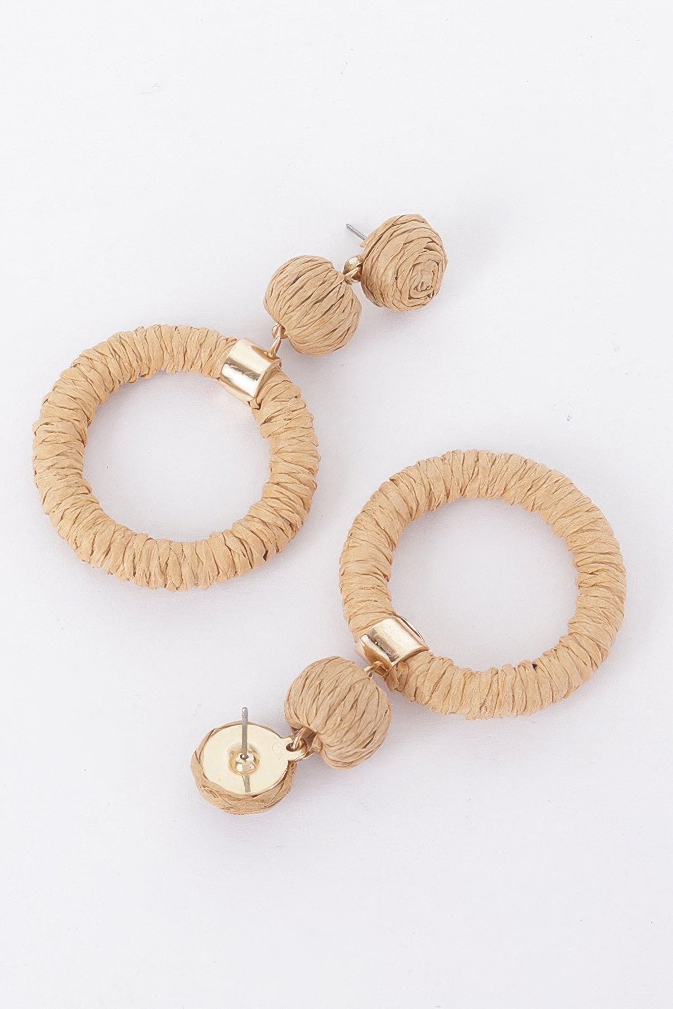Round Faux Straw Earring