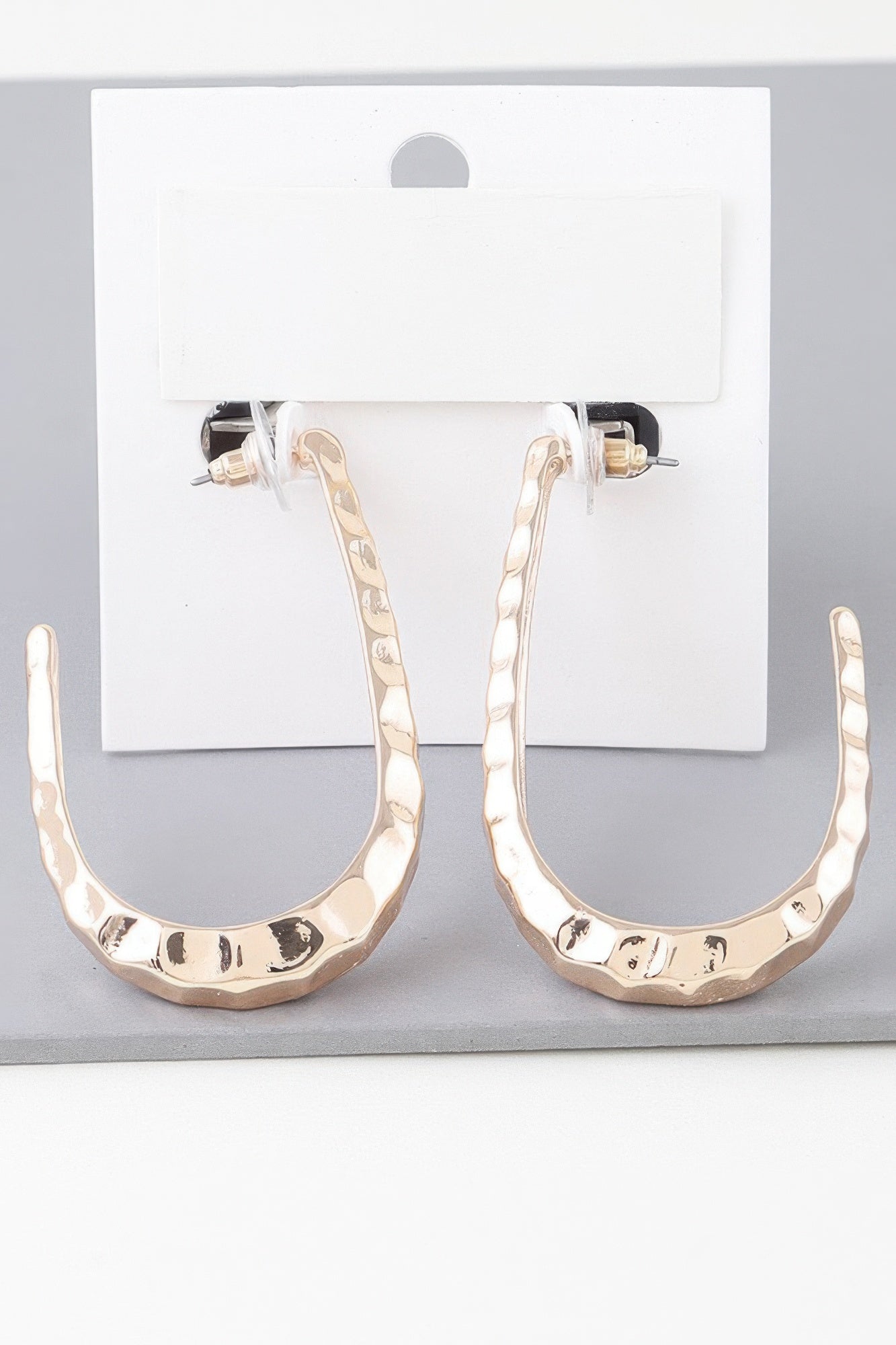 Hammered Open Oval Hoop Earrings