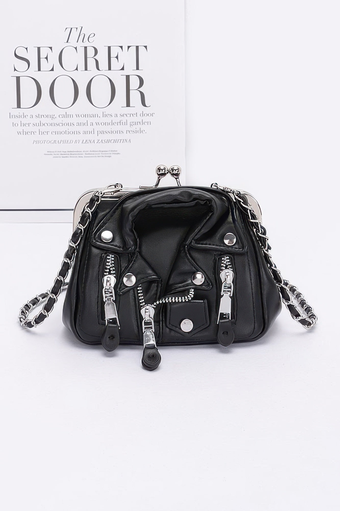 Faux Leather Jacket Style Crossbody Bag