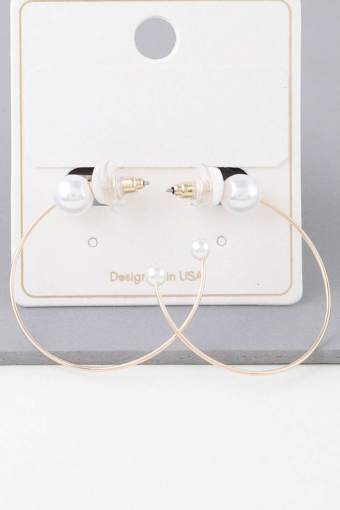 Shiny Delicate Pearl Hoop Earrings