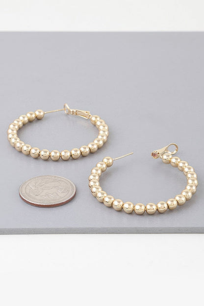 Shiny Beaded Hoop Earrings