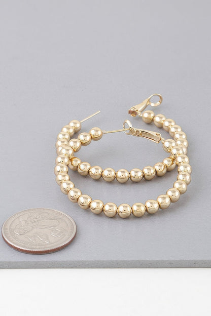 Shiny Beaded Hoop Earrings