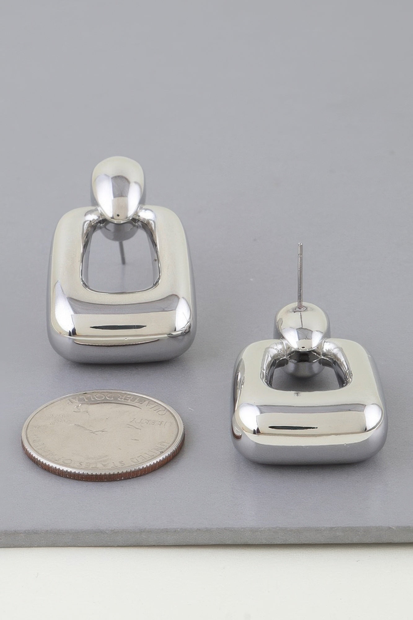 Shiny Modern Frame Drop Earrings