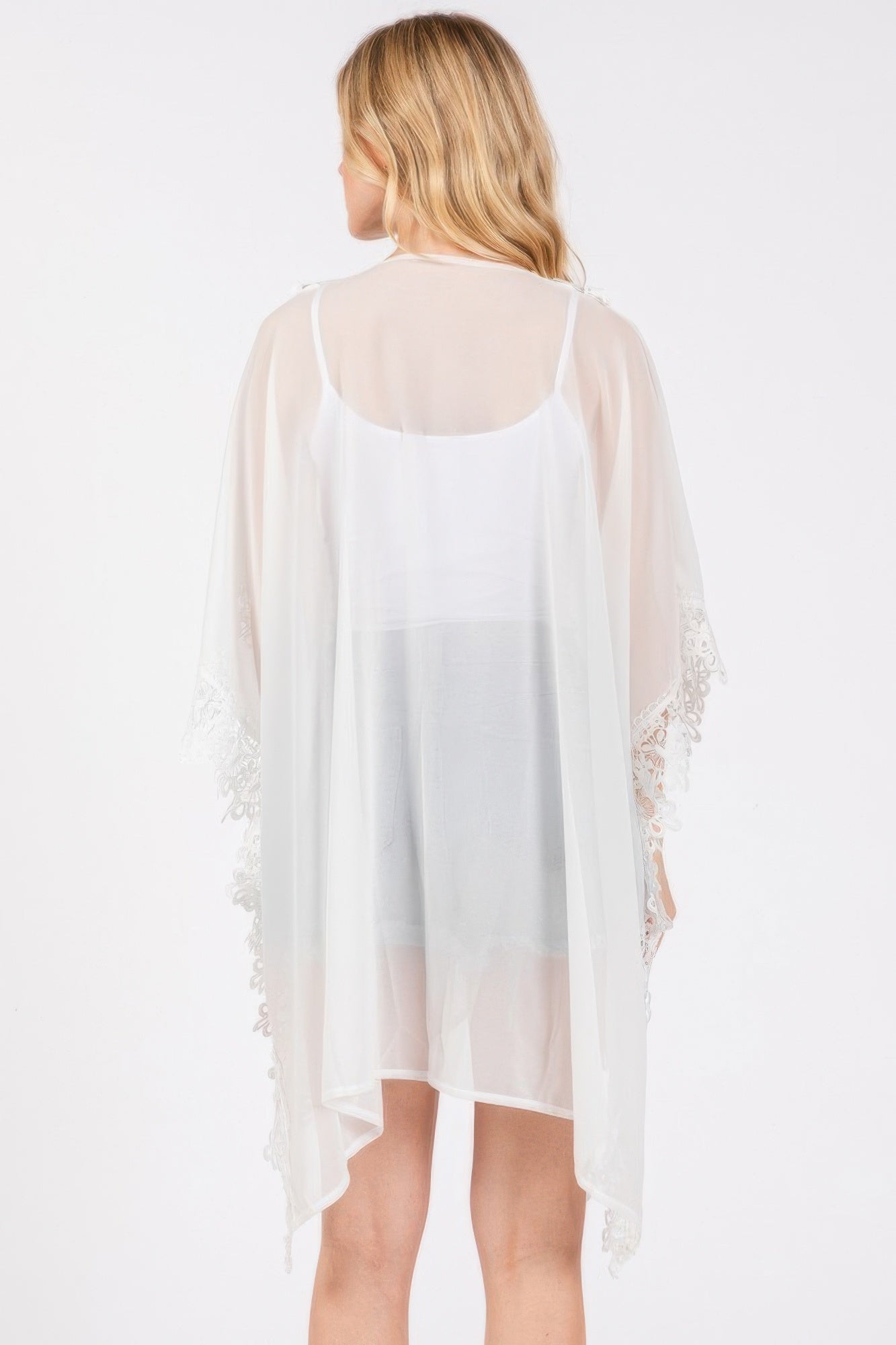 Flower Pattern Trim Detail Poncho