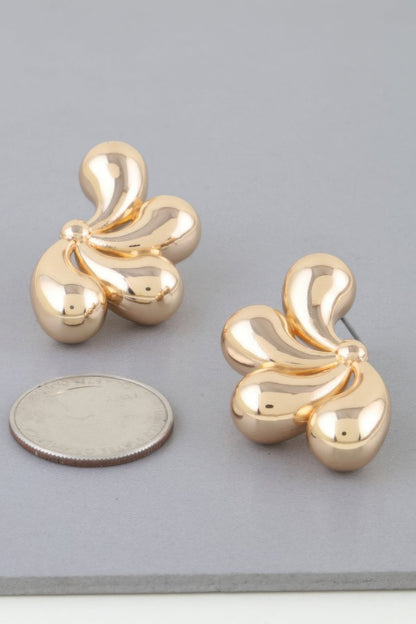 Shiny Flower Halves Earrings