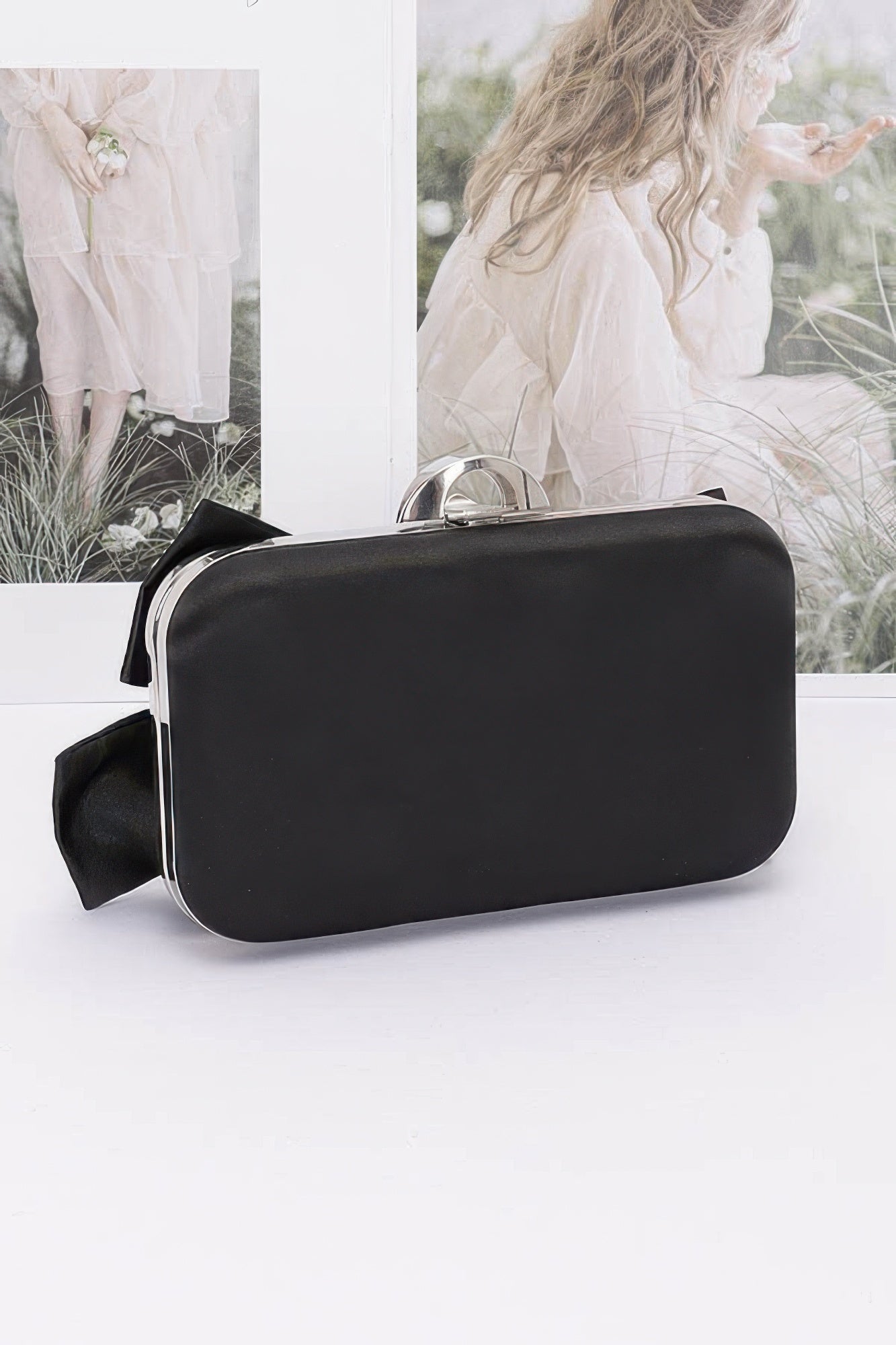 Rhinestone Hotfix Ribbon Nylon Hard Case Clutch