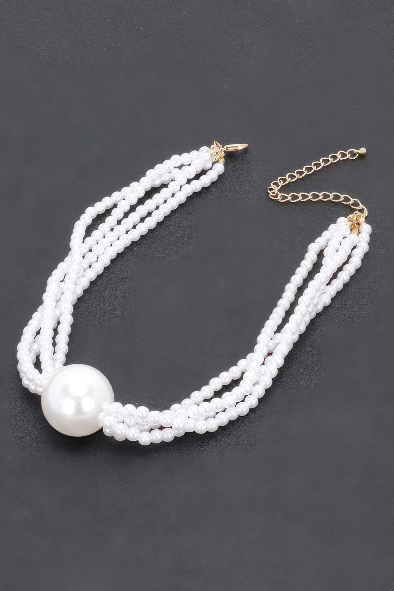 Multi Faux Pearl Chain Necklace