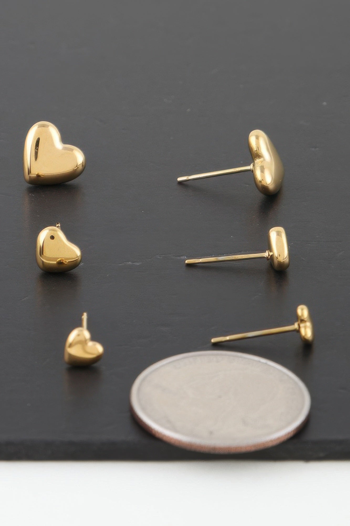 Triple Hearts Stud Earrings Set