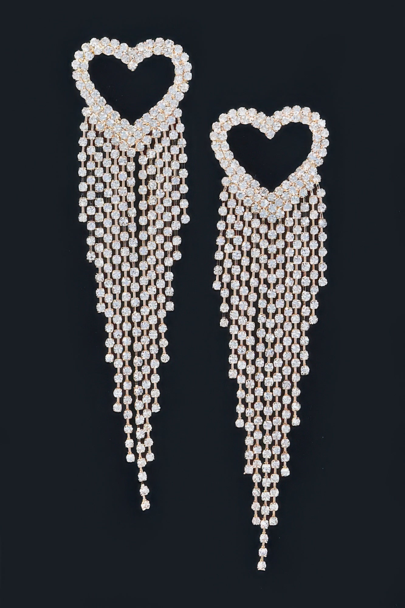 Rhinestone Heart Fringe Earring
