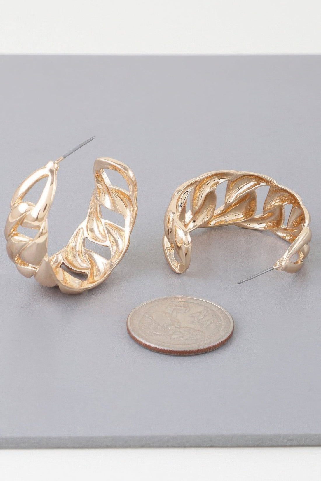 Curb Braid Chain Hoop Earrings