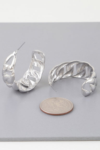 Curb Braid Chain Hoop Earrings