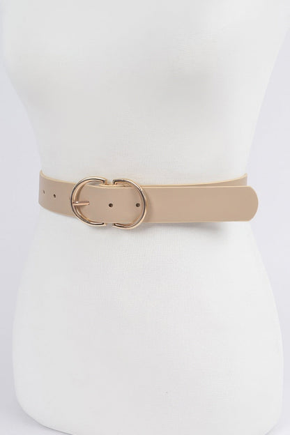Braided Embossed Two Round Buckle Belt