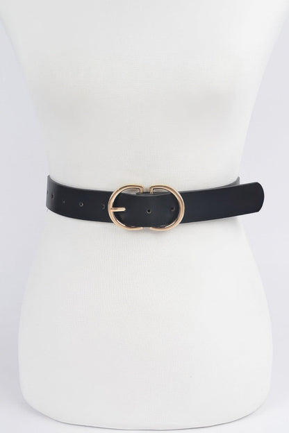 Braided Embossed Two Round Buckle Belt