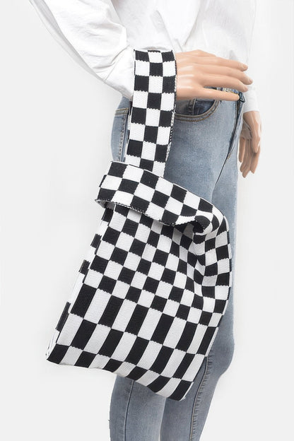 Checker Poly Woven Bag