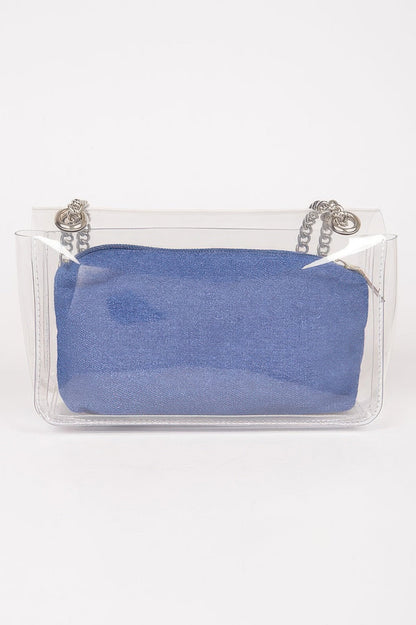 Clear Bag W/ Denim Pouch