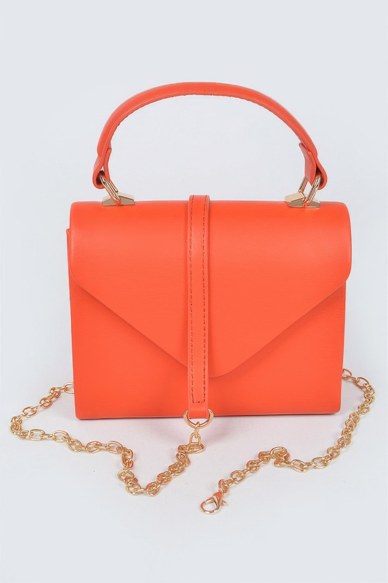 Faux Leather Simple Handle Clutch
