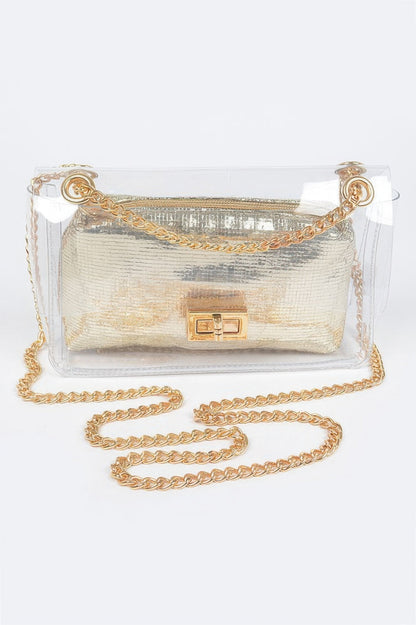 Clear Pvc Clutch With Shiny Pouch