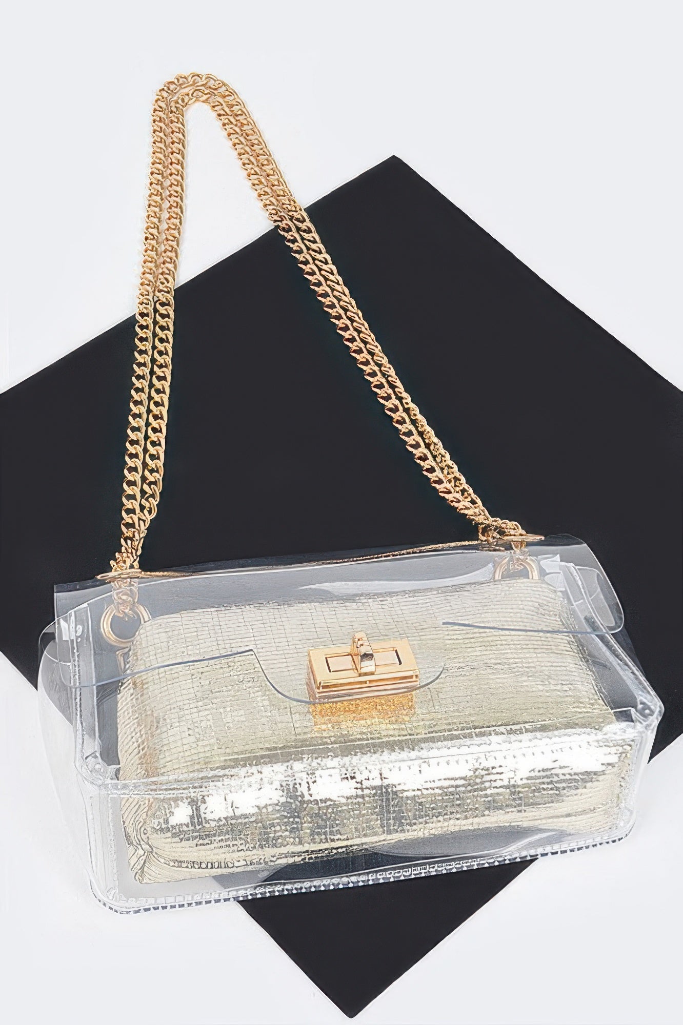 Clear Pvc Clutch With Shiny Pouch