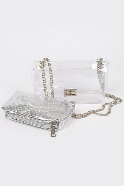 Clear Pvc Clutch With Shiny Pouch