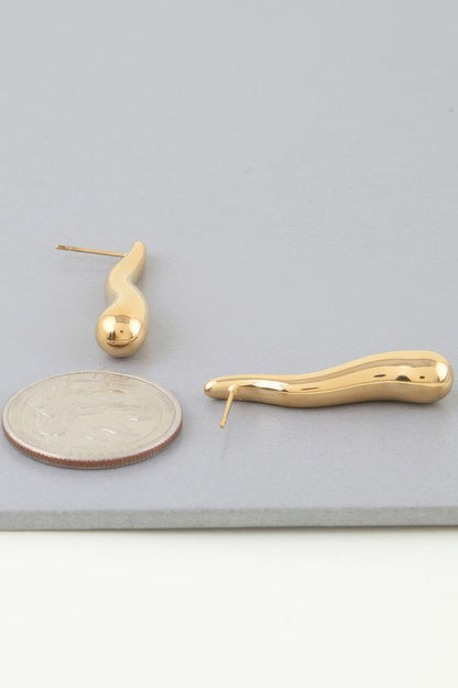 Shiny Bar Teardrop Earrings