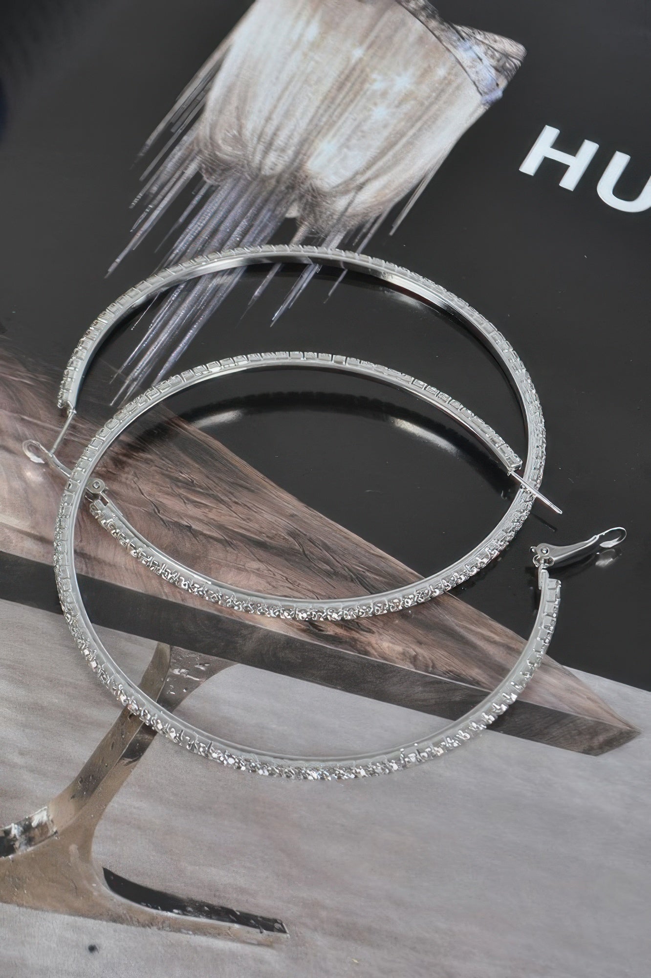 8cm Double Rhinestone Hoop Earrings