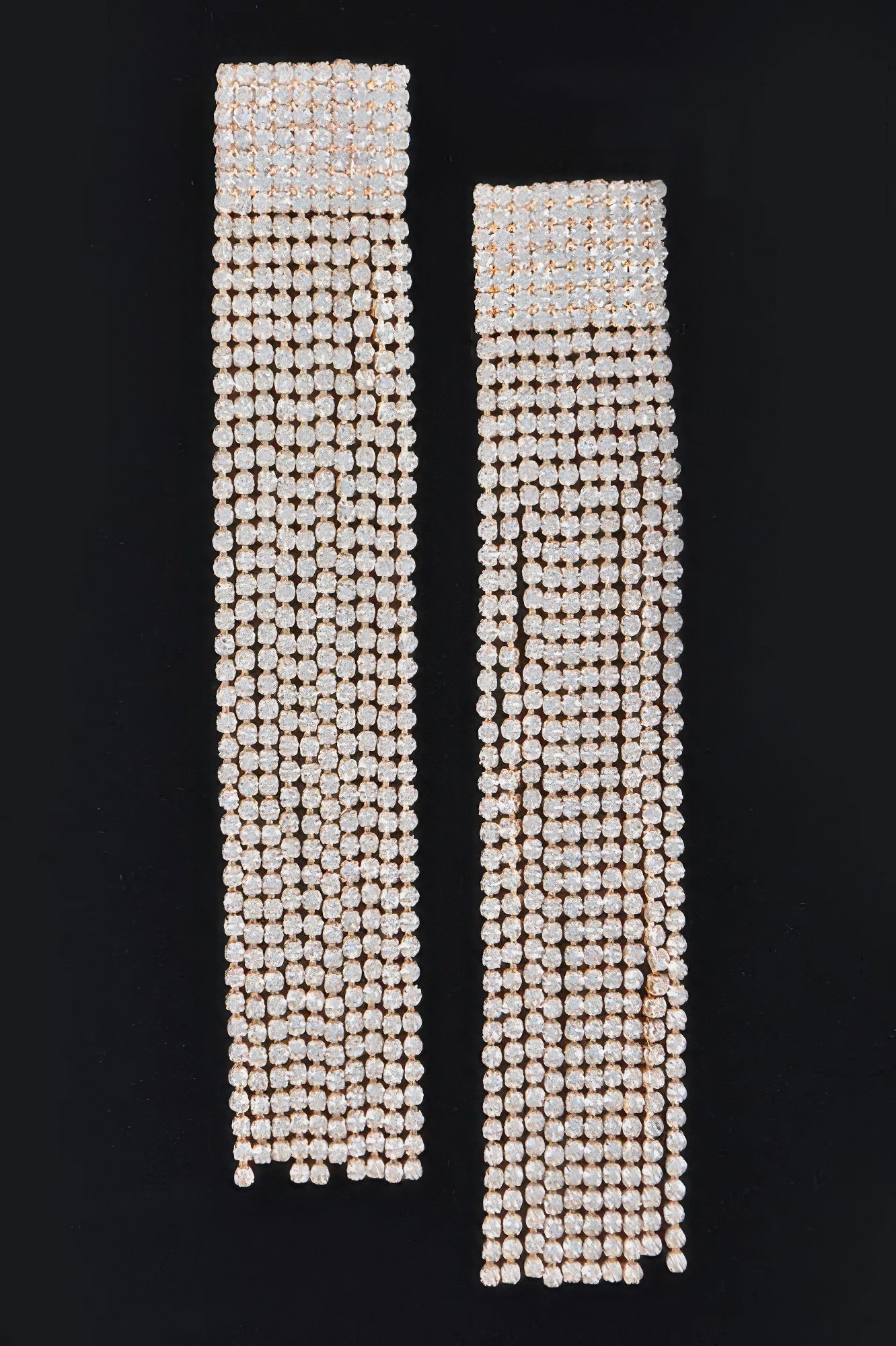 Rhinestone Curtain Drop Earrings