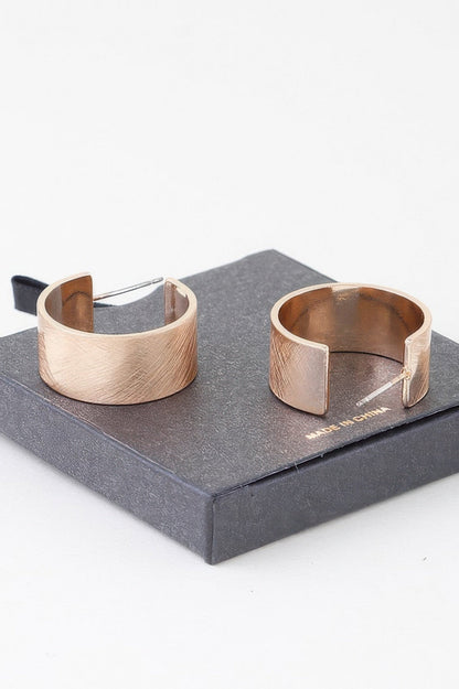 Crosshatched Wide Hoop Earrings
