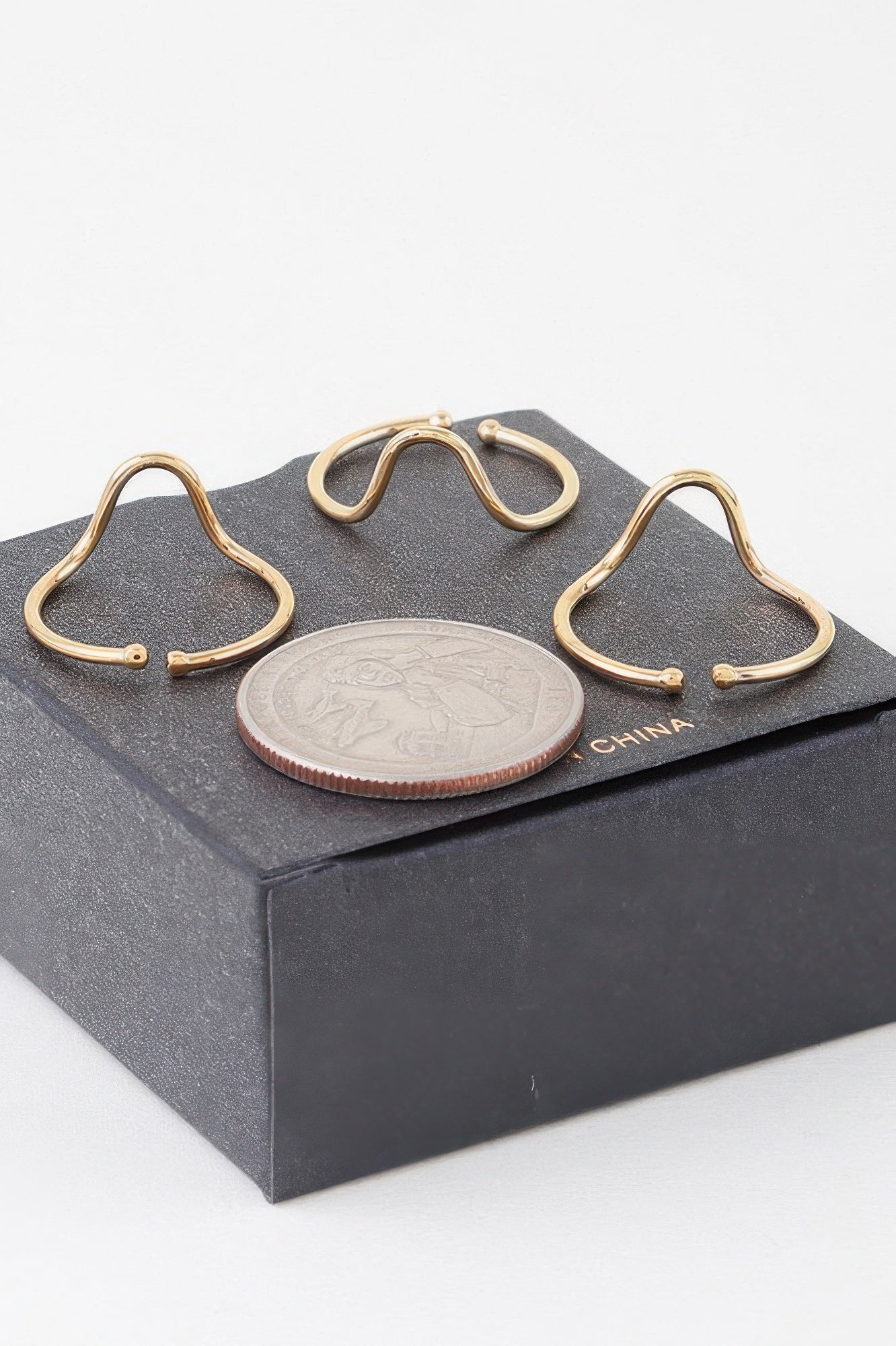 Triple Open Wave Ring Set