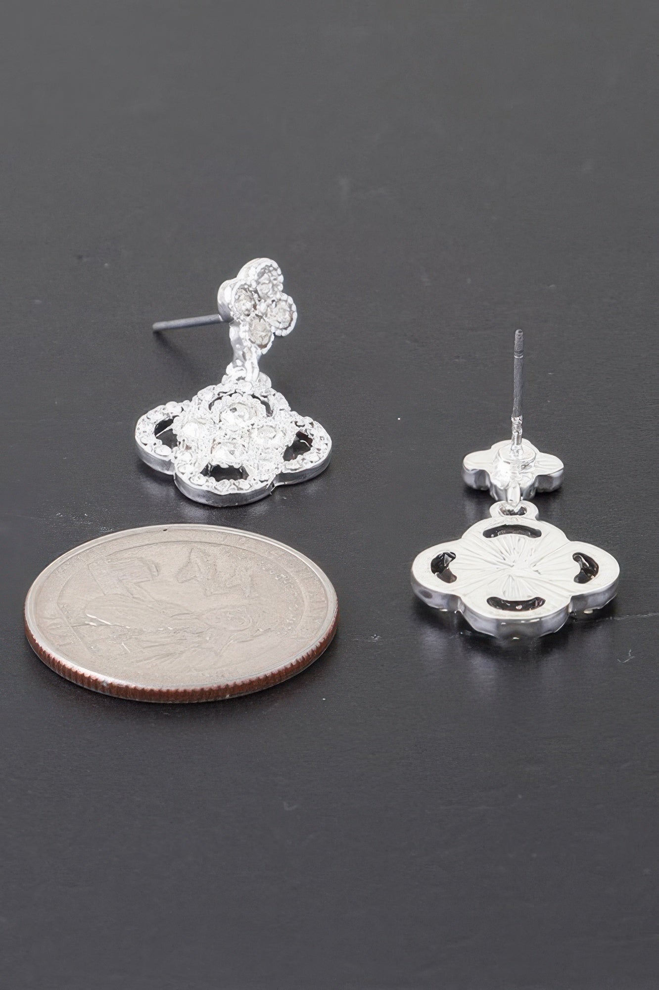 Quadra Rhinestone Clover Drop Earrings