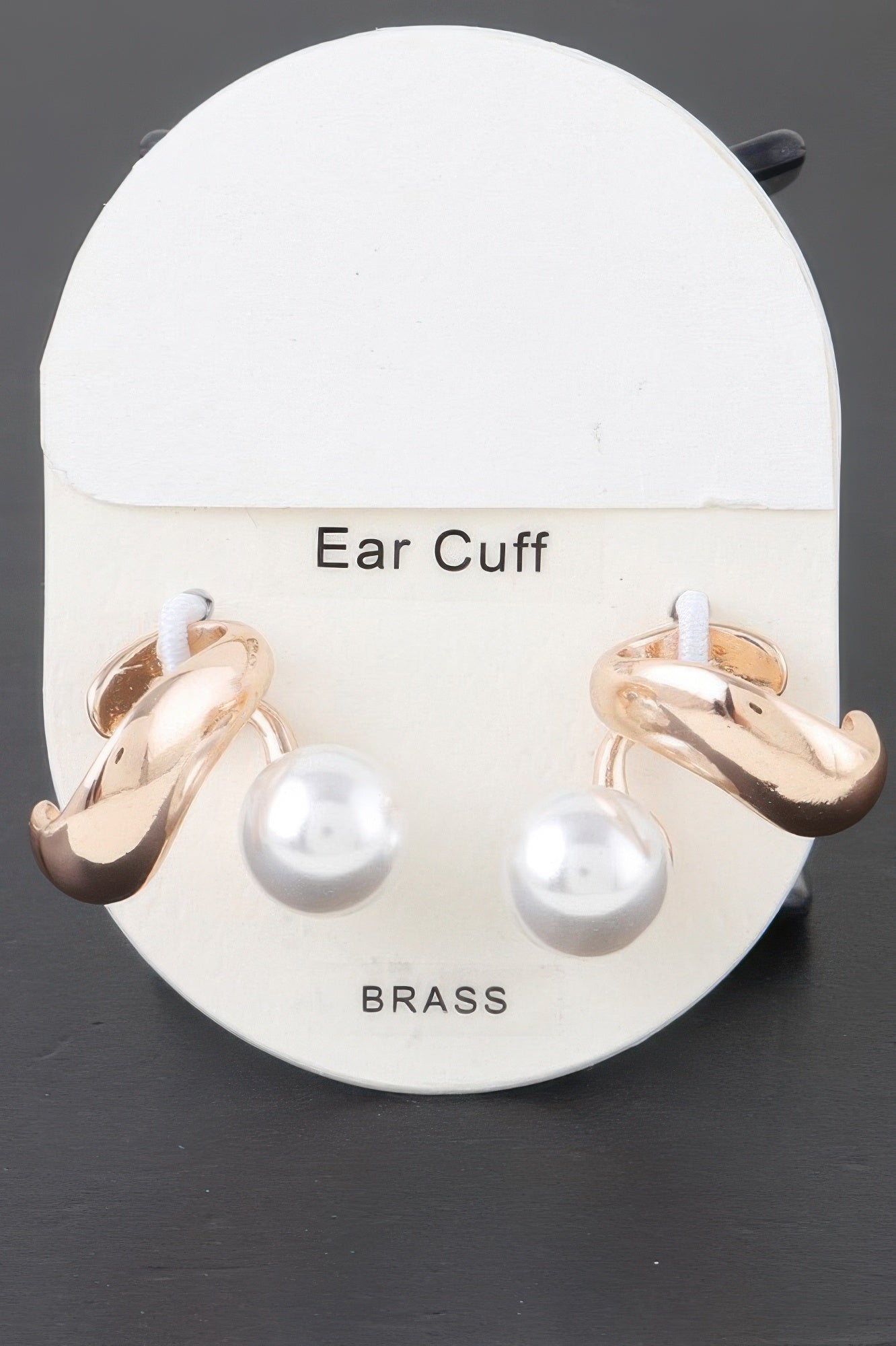 Shiny Pearl Brass Ear Cuff