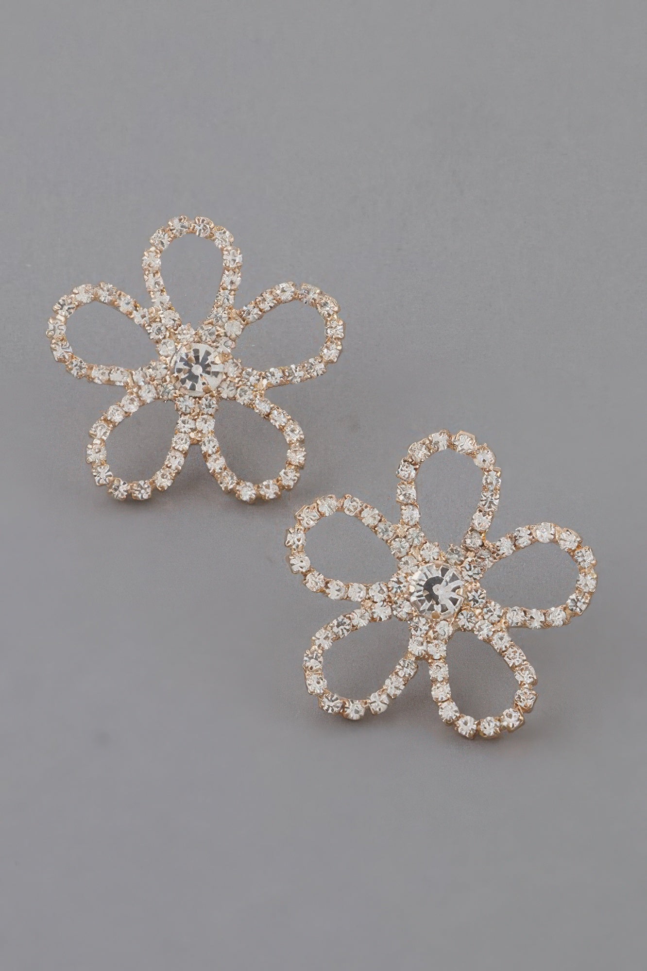 Rhinestone Flower Stud Earrings