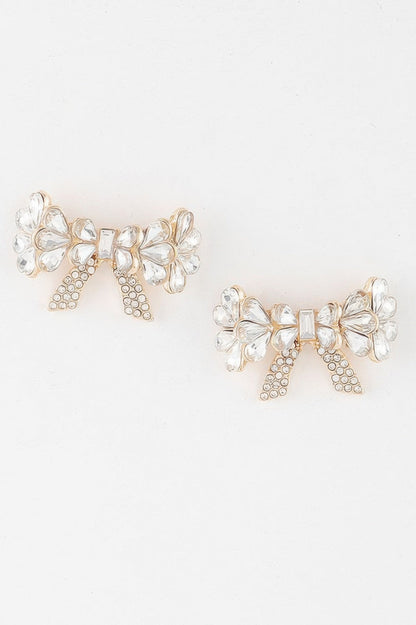 Crystal Teardrop Ribbon Earrings