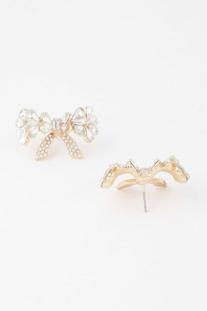 Crystal Teardrop Ribbon Earrings