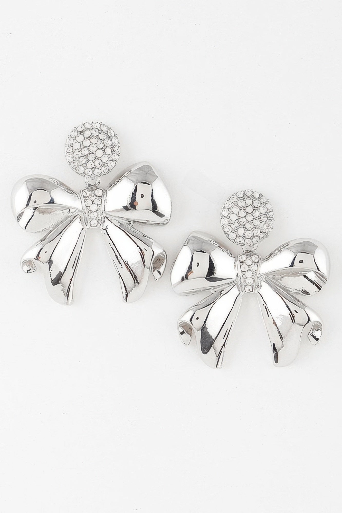 Shiny Jeweled Ribbon Earrings