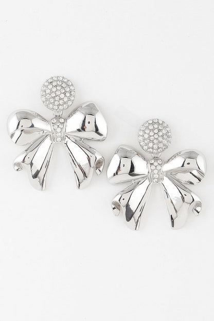 Shiny Jeweled Ribbon Earrings