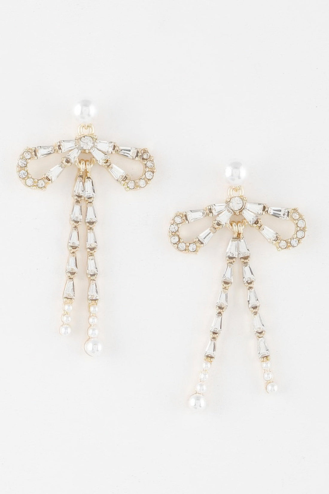 Crystal Pearl Ribbon Earrings