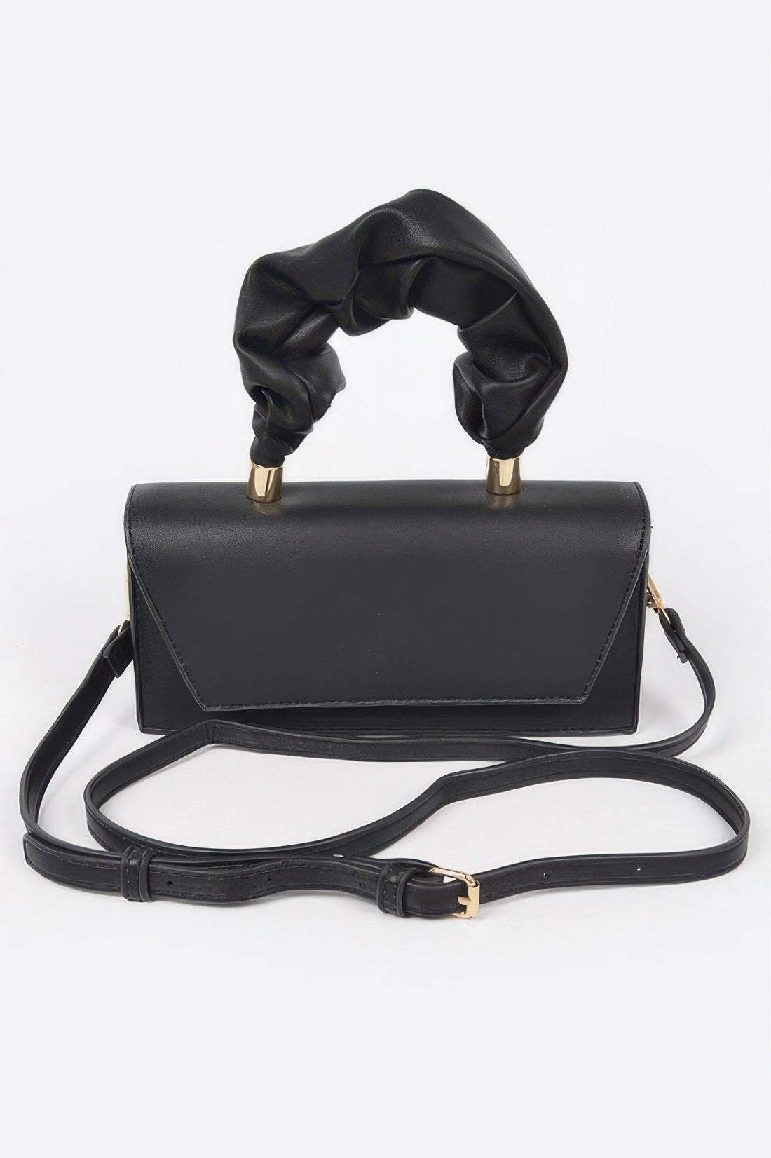 Simple Flap Clutch W/wrinkled Handle