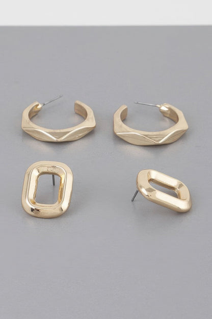 Copper Metal Clip Earrings Set