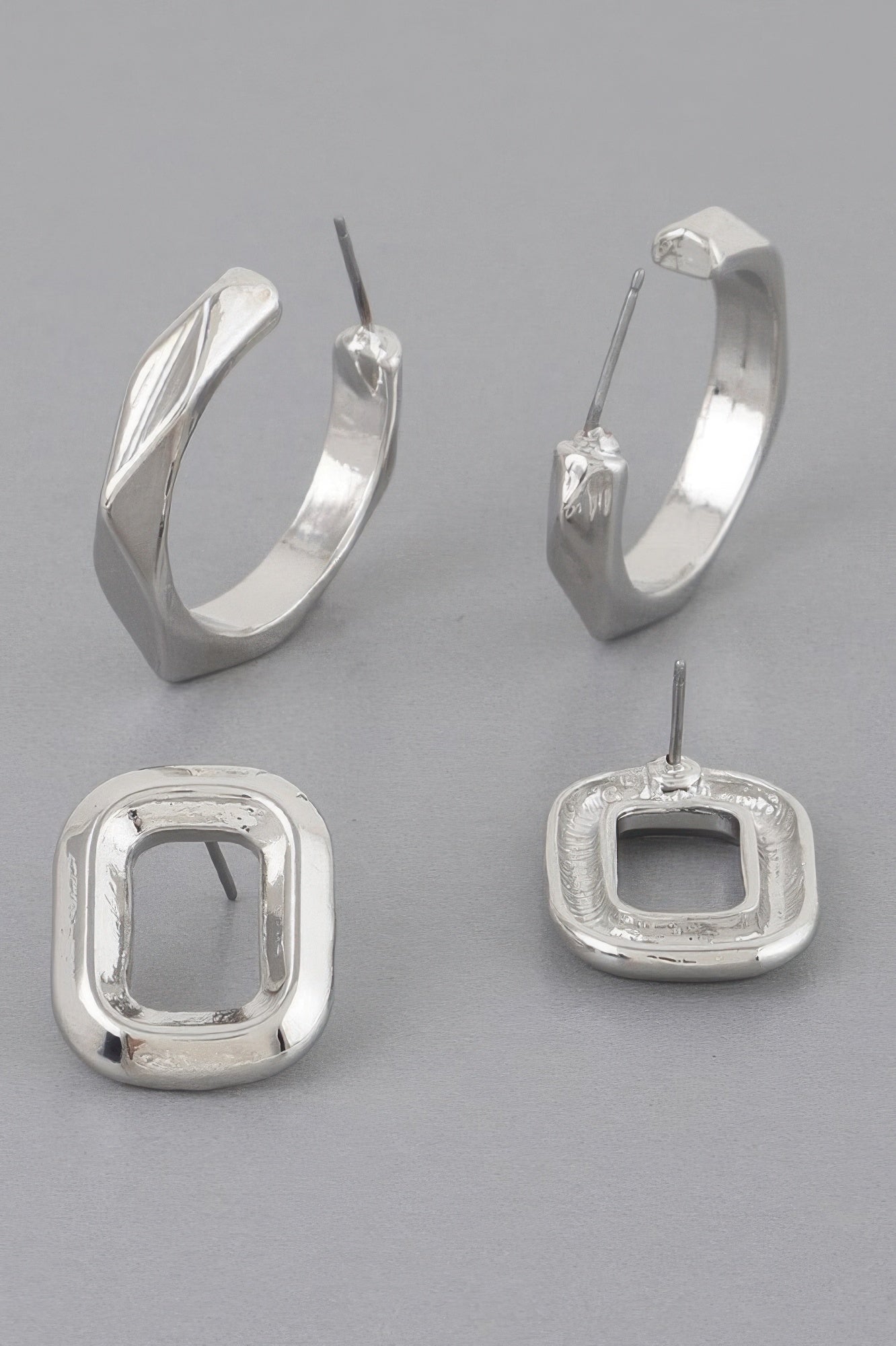 Copper Metal Clip Earrings Set