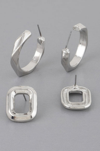 Copper Metal Clip Earrings Set