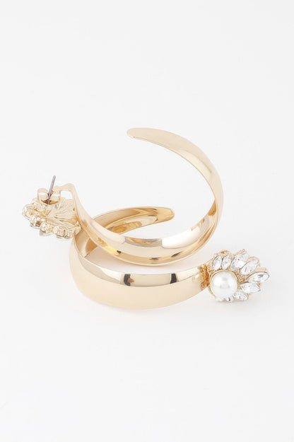 Shiny Pearl Hoop Earrings