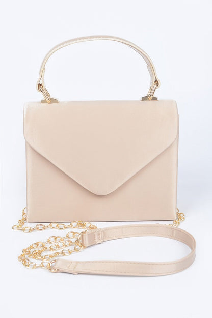Satin Top Handle Flap Crossbody Bag