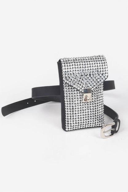 Shinny Acrylic Stone Plus Size Belt Bag W/chain