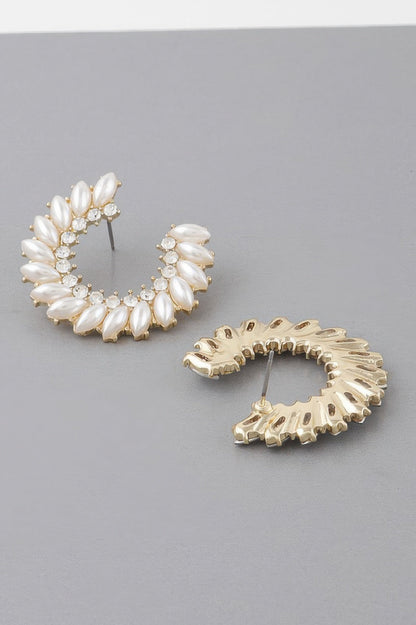 Crystal Leaf Hoop Earrings