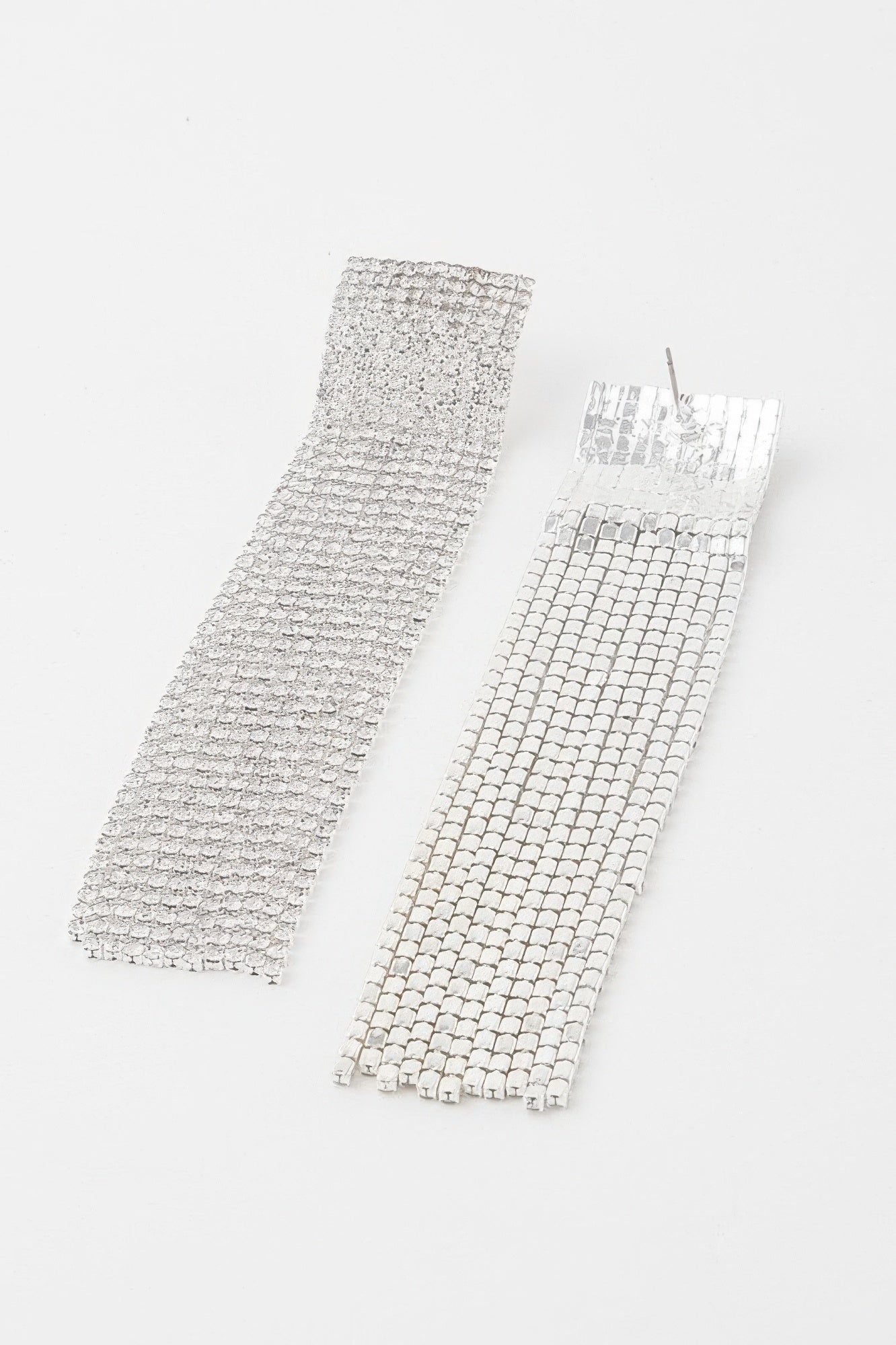 Wide Rhinestone Curtain Drop Earrings