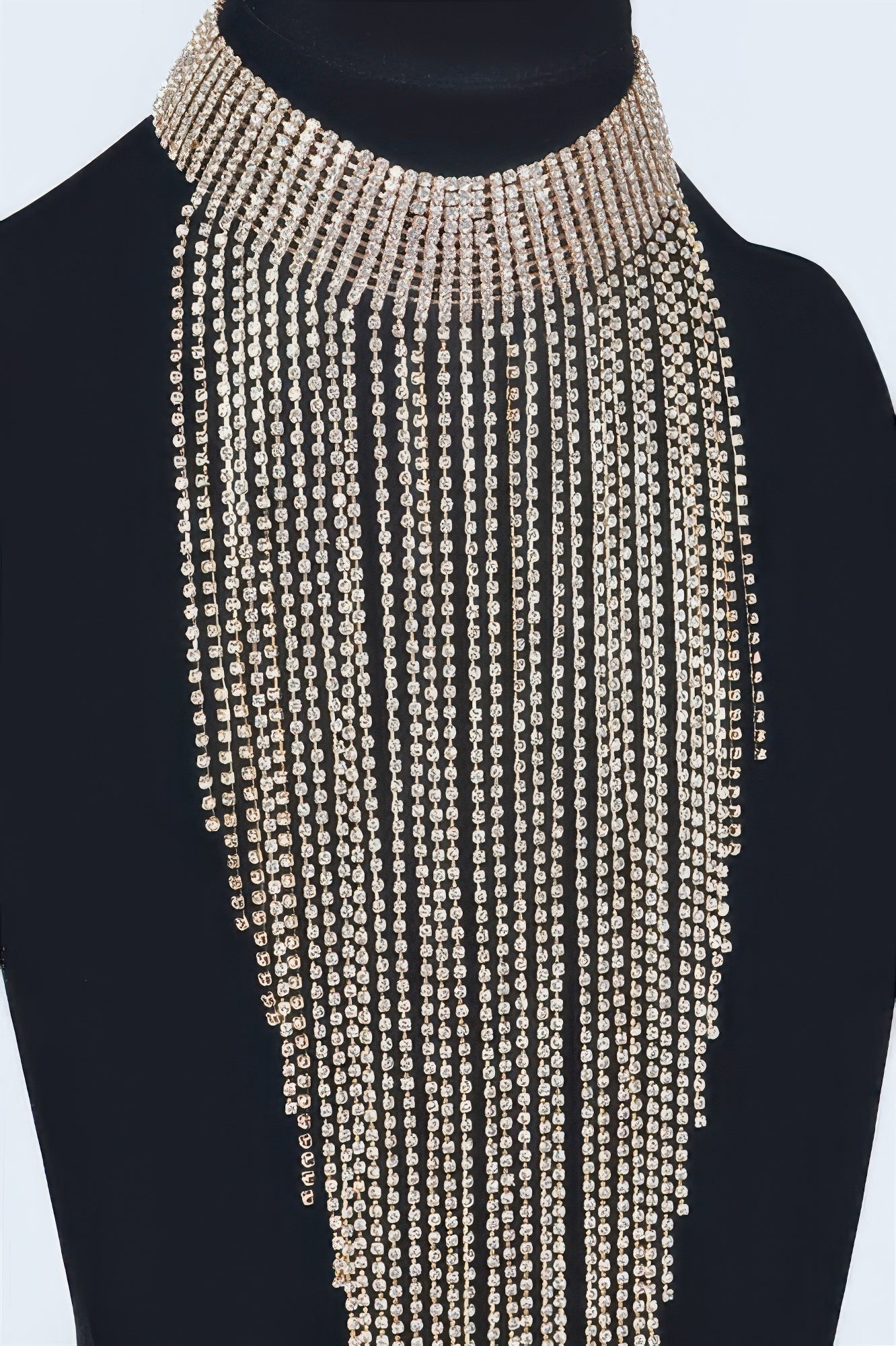 Rhinestone Choker Tassle Necklace